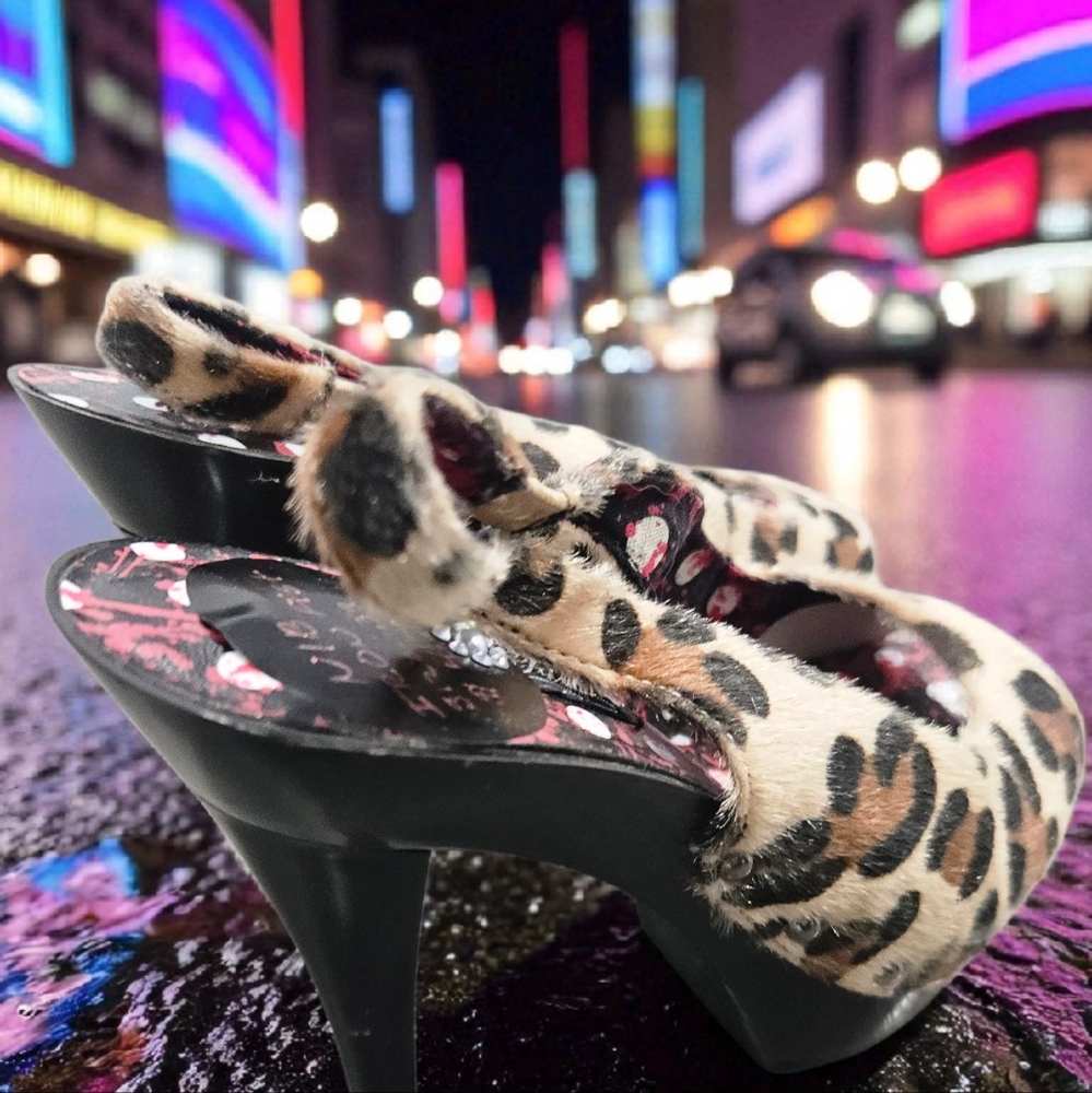NIB Iron Fist Leopard Print Peep Toe Heels
